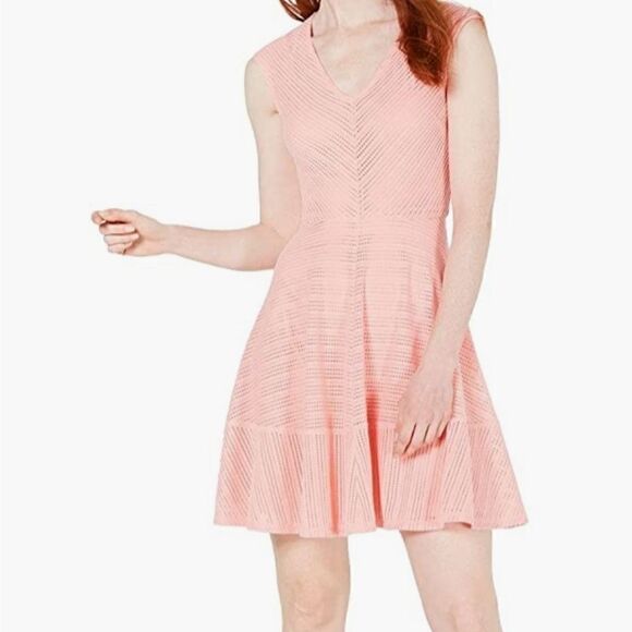 Bar III Women's Perforated V-Neck Flounce Dress - Picture 1 of 10